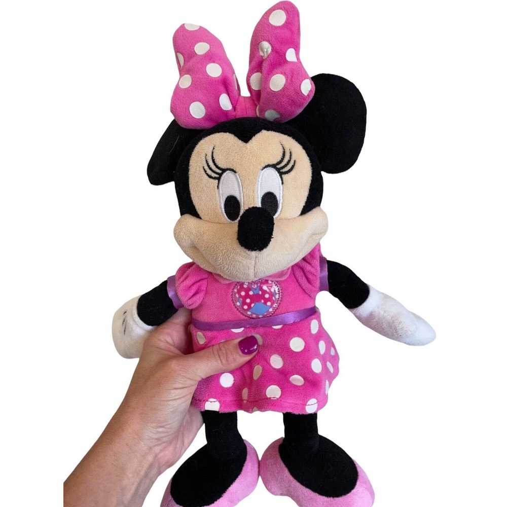 *Disney Minnie Mouse 14" Plush Pink Polka Dot Dress & Bow No Sound